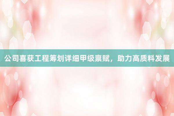 公司喜获工程筹划详细甲级禀赋，助力高质料发展